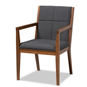 Baxton Studio Theresa Mid-Century Modern Dark Grey Fabric Upholstered and Walnut Brown Finished Wood Living Room Accent Chair (Set of 2) Baxton Studio restaurant furniture, hotel furniture, commercial furniture, wholesale living room furniture, wholesale accent chairs, classic accent chairs